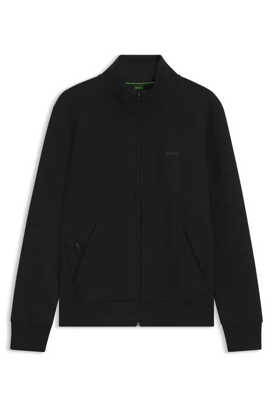 BOSS Mens Skaz Logo-print zip-up sweatshirt in stretch cotton