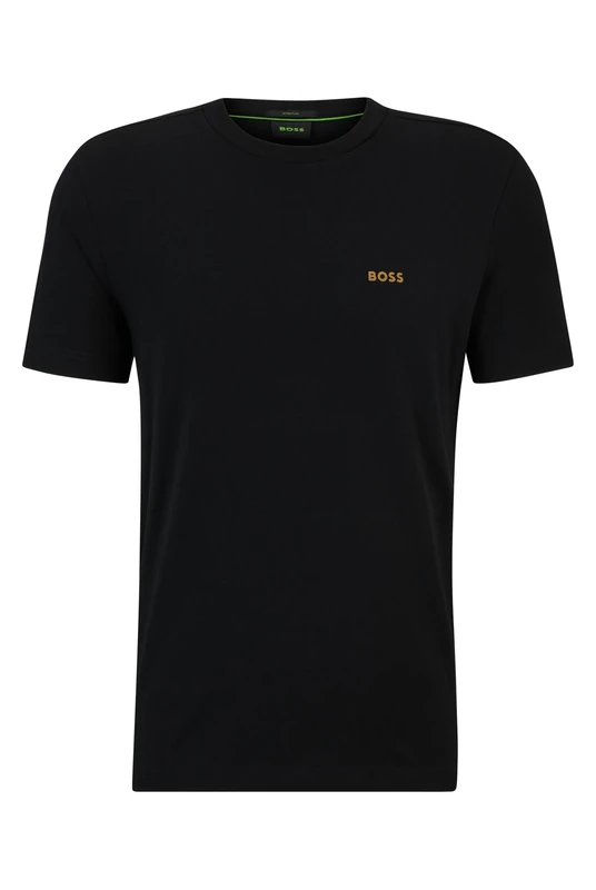 BOSS Mens Tee Stretch-Cotton Regular-fit T-Shirt with Contrast Logo