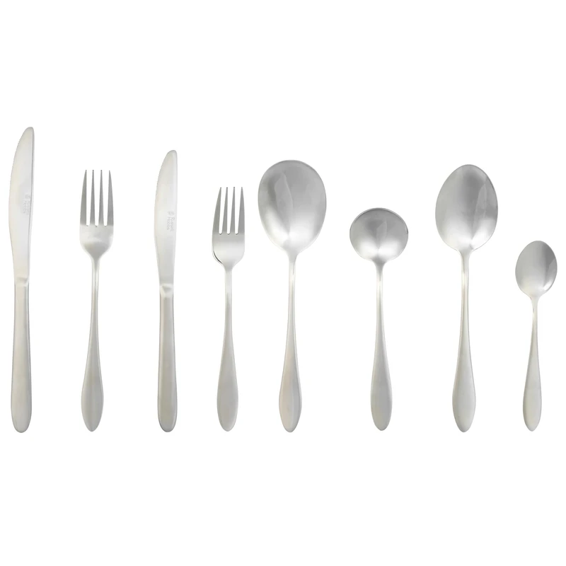 Russell Hobbs Lisbon Cutlery Set – 44 Piece Stainless Steel, Table Utensils for 6 People Dishwasher Safe, Forks/Knives/Spoons & 2 Serving Spoons Included in Set, 15 Year Guarantee