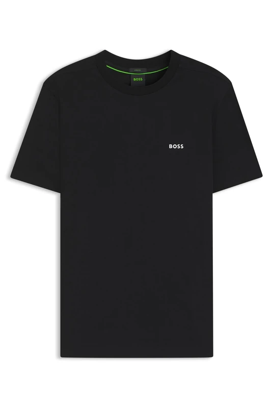 BOSS Mens Tee Stretch-Cotton Regular-fit T-Shirt with Contrast Logo