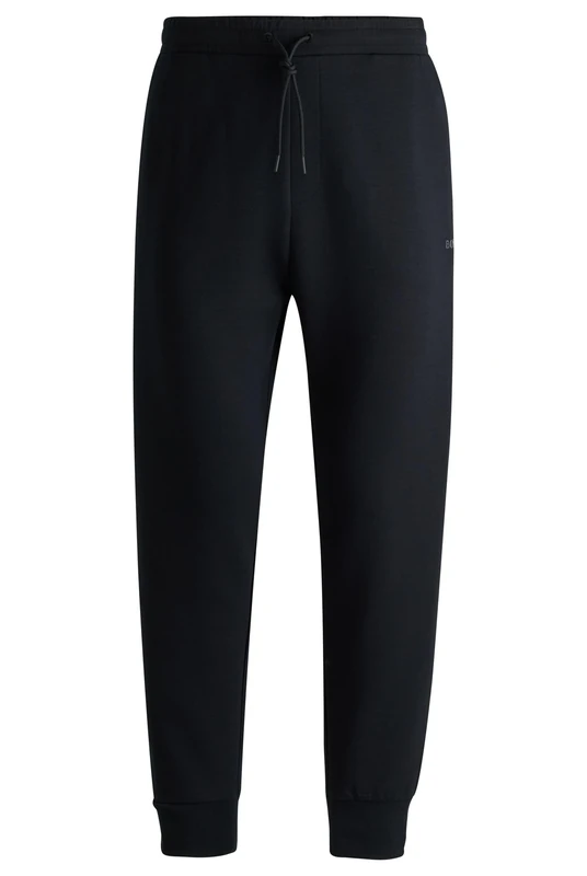 BOSS Mens Hadiko Logo-Print Tracksuit Bottoms in Stretch Cotton Black