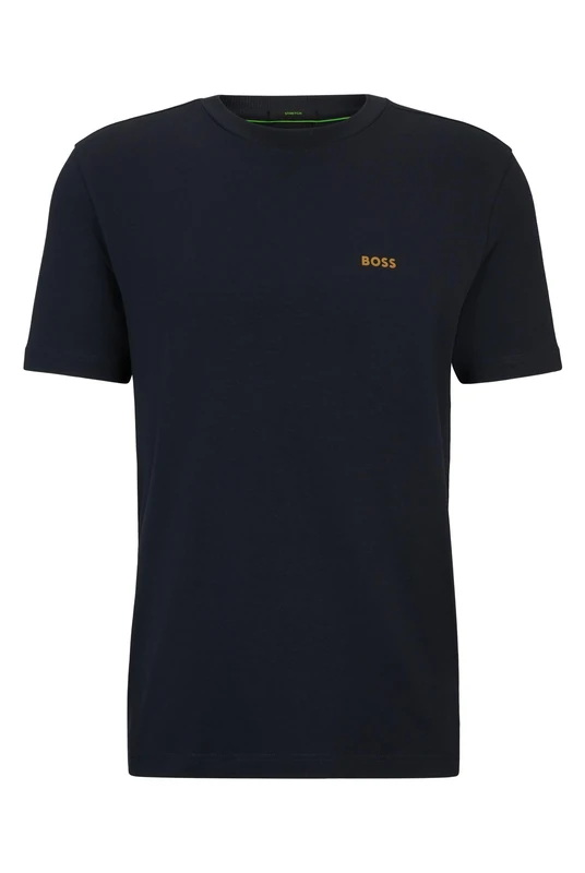 BOSS Mens Logo T-Shirt, Design Short Sleeve Cotton Dark Blue L