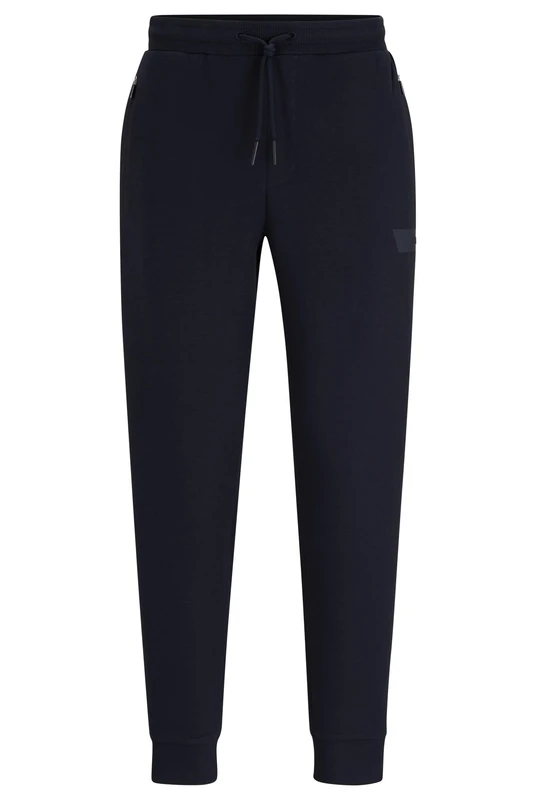 BOSS Mens Hadiko 1 Cotton-Blend Tracksuit Bottoms with HD Logo Print