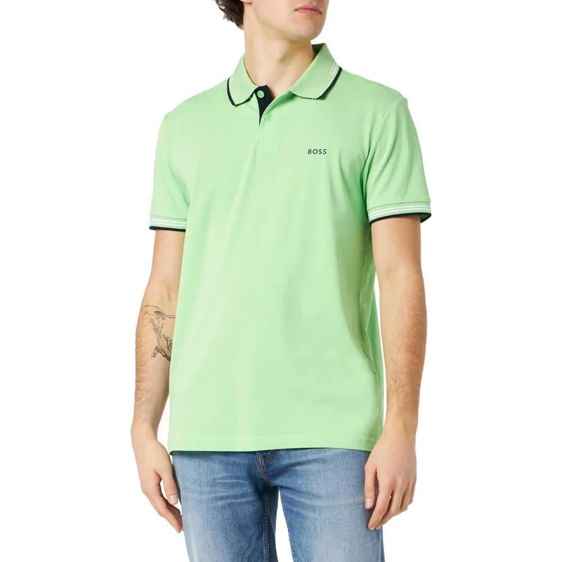 BOSS Paul Men's Polo Shirt, Bright Green324, XXL