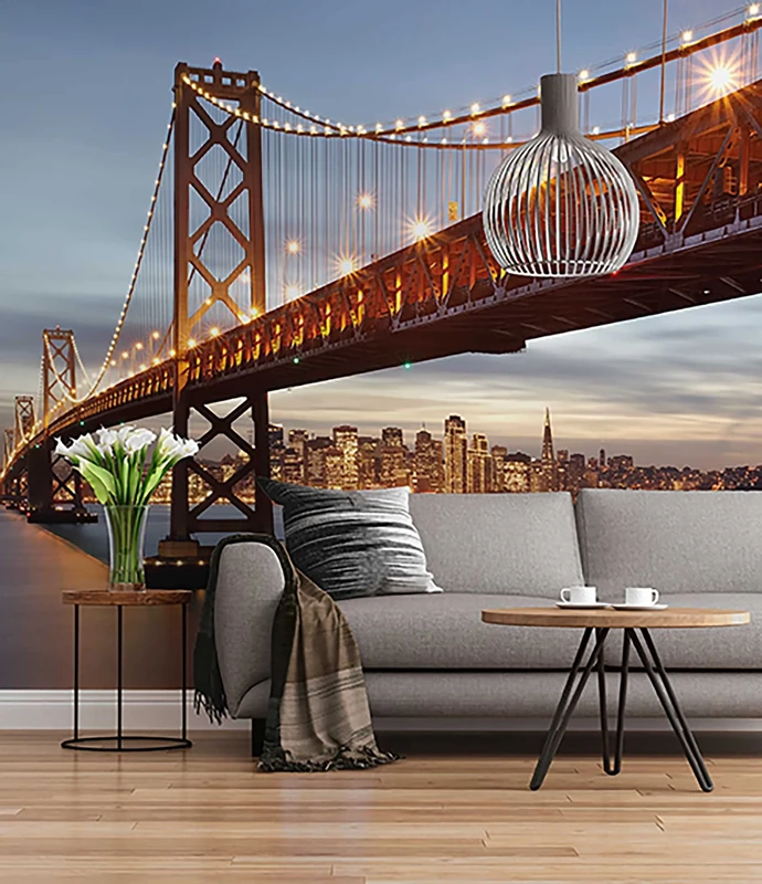 Komar Photo Wallpaper - Bay Bridge - Size 368 x 254 cm - Bridge, City, Urban, Bedroom, Living Room, NYC