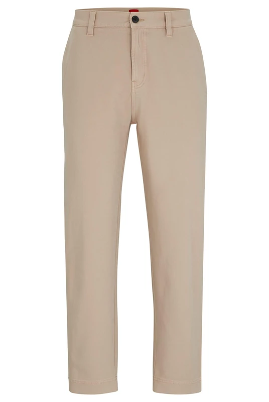 HUGO Mens Zeebo233D Tapered-fit Chinos in Cotton Gabardine