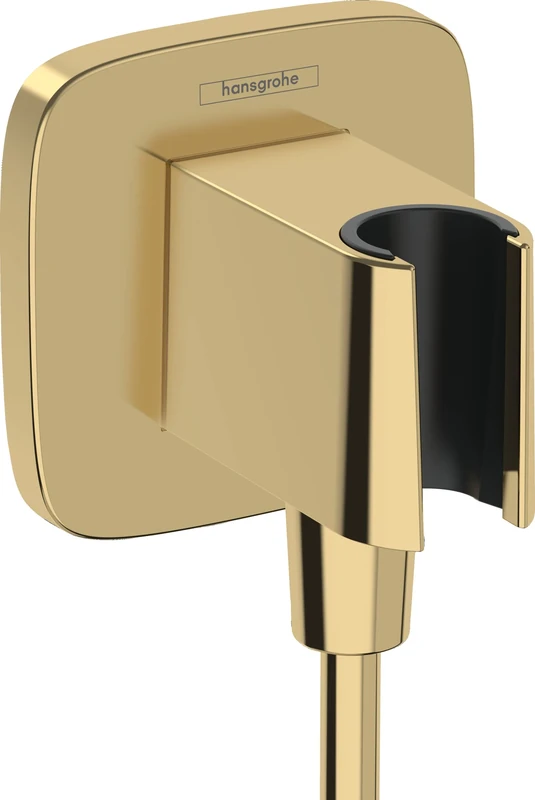 hansgrohe 26887990 FixFit Q Wall Outlet with Shower Holder, Polished Gold Optic
