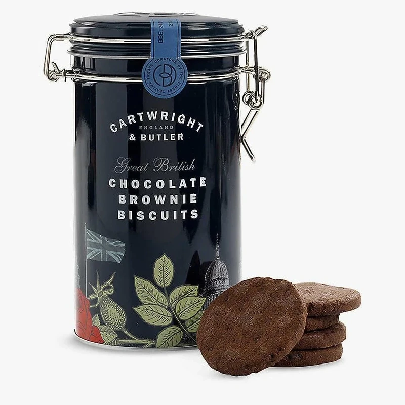 Cartwright & Butler | Great British Chocolate Brownie Biscuits In Tin - Gift Basket, Birthday Treats, Thank You Gift, Thinking of You, Father's Day Gift, Teacher Gift