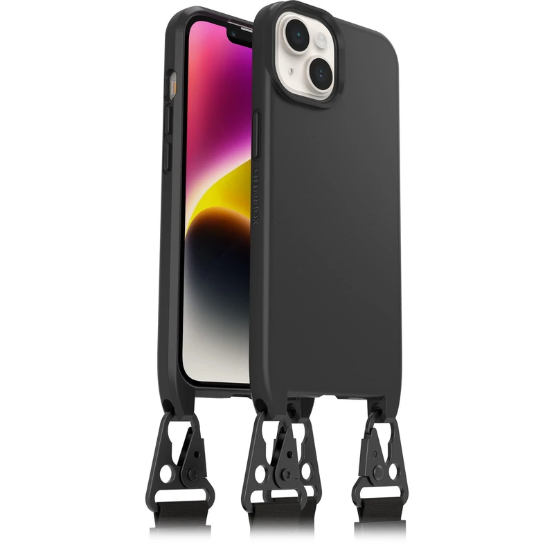 OtterBox React Lanyard Case with MagSafe for iPhone 17e, 16e, 14, Protective Case with Adjustable and Detachable Necklace Strap, Tested to Military Standard, Black, No Retail Packaging