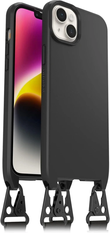 OtterBox React Lanyard Case with MagSafe for iPhone 14 Plus, Ultra-Slim, Protective Case with Adjustable and Detachable Necklace Strap, Tested to Military Standard, Black - Non-Retail Packaging