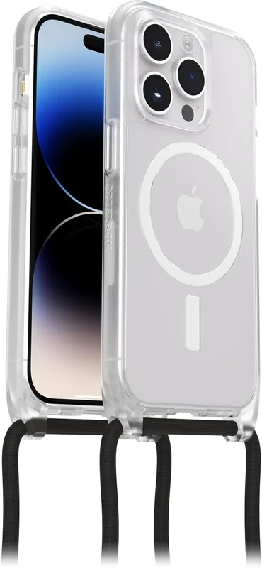 OtterBox React Necklace Case with MagSafe for iPhone 14 Pro, Ultra-Slim, Protective Case with Adjustable and Detachable Necklace Strap, Tested to Military Standard, Clear