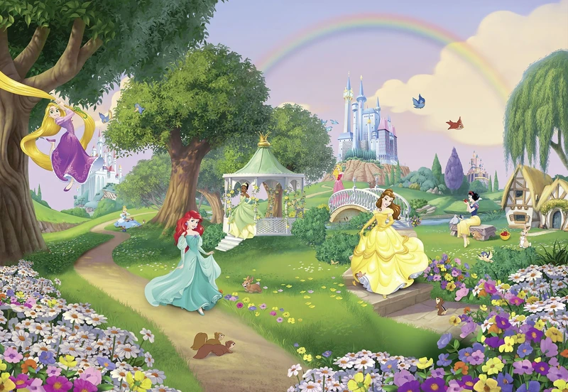 Komar Photo Wallpaper Princess Rainbow Size 368 x 254 cm Disney Wallpaper Nursery