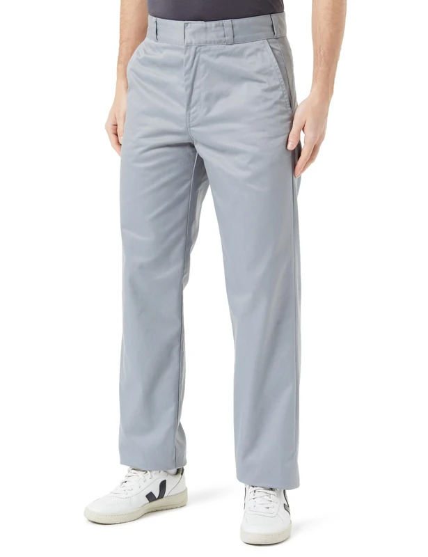 HUGO Men's Flat Trousers, Medium Grey39, 33 W/32 L