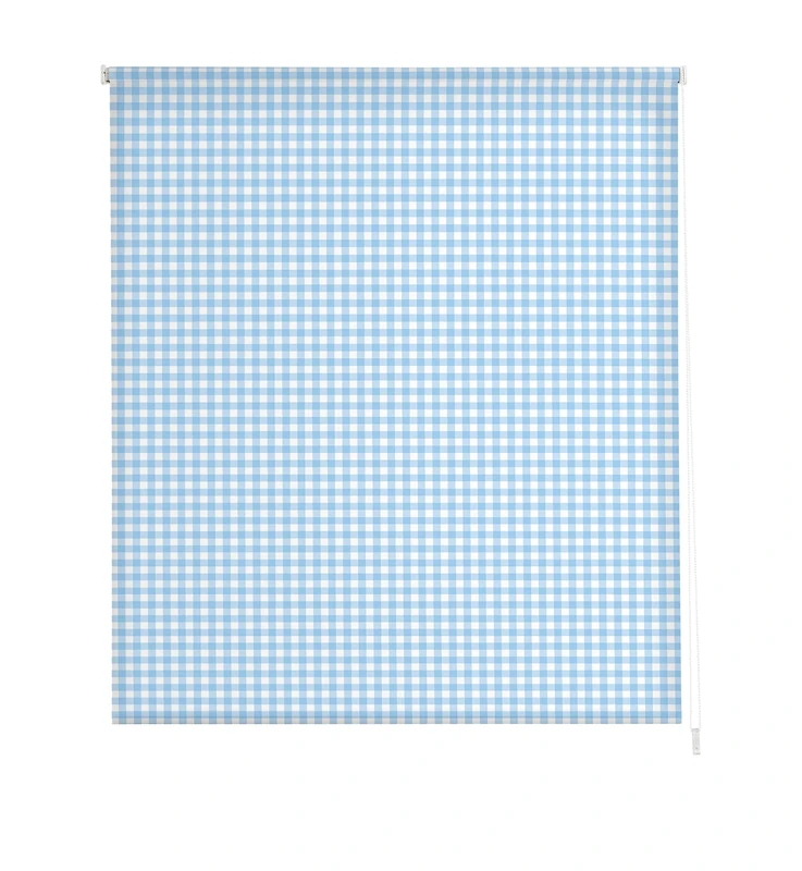 Estoralis Translucent Roller Blind, Digital Print, Kitchen Vichy-2 Sky Blue, 130 x 175 cm (W x H)