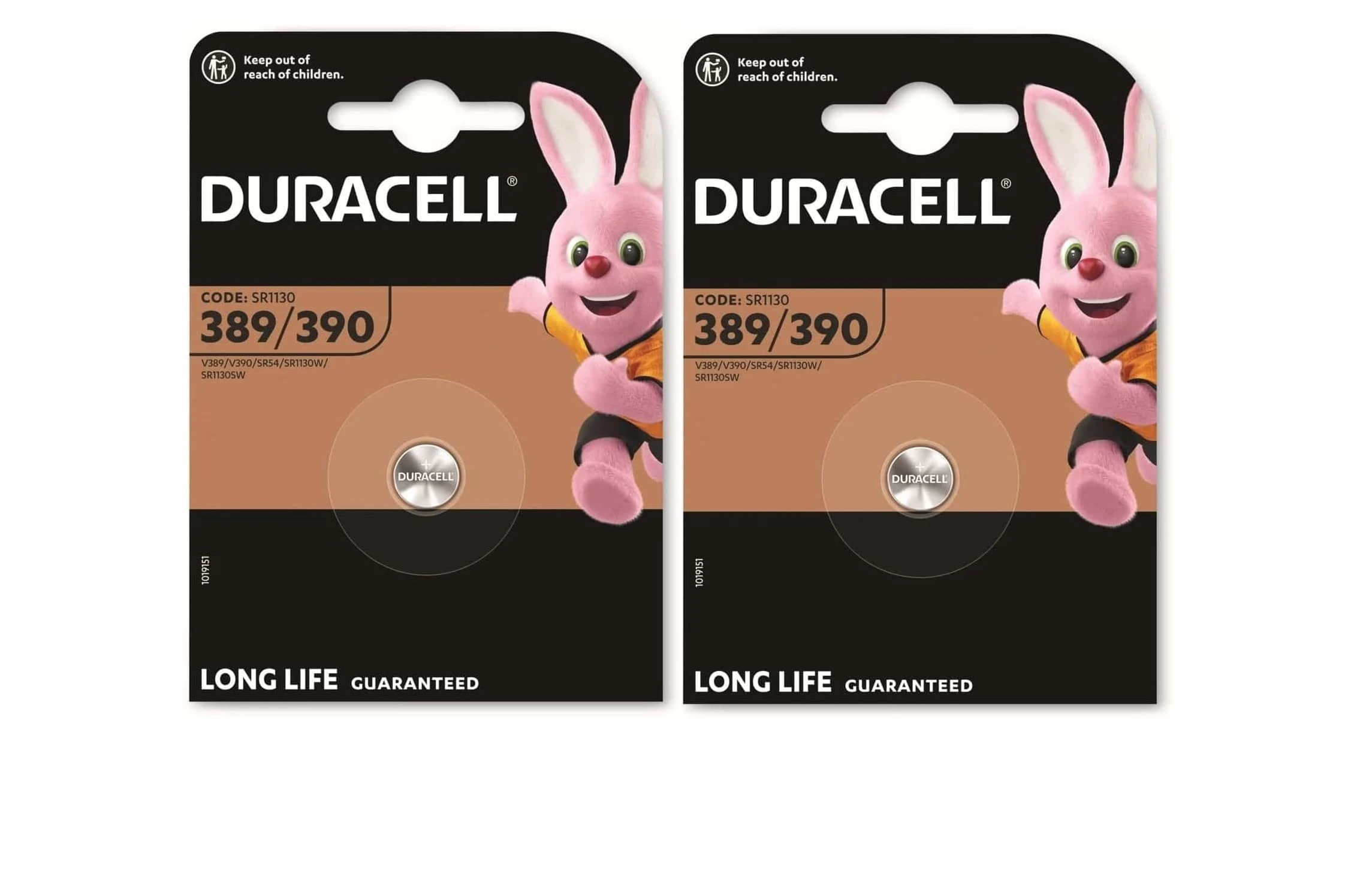 2x Duracell 389/390 SR1130 with Silver Oxide (2 Blister Packs of 1 Battery) 2 Batteries