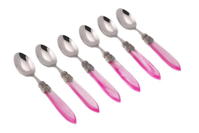 Rivadossi Sandro 4306CAF27 Coffee Spoon Set, 6 Pieces-Laura-100% Made in Italy, Craftsmanship and Design, Stainless Steel 18/10, Pink