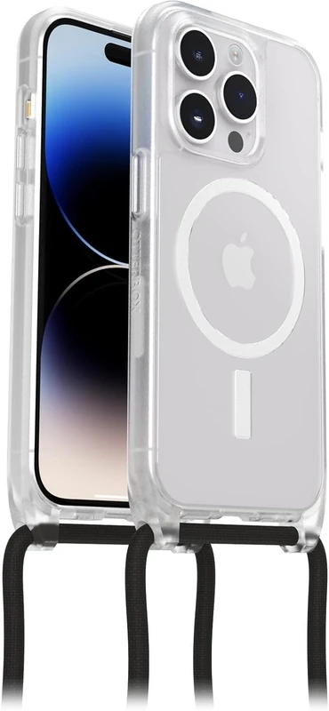 OtterBox React Necklace Case with MagSafe for iPhone 14 Pro, Ultra-Slim, Protective Case with Adjustable and Detachable Necklace Strap, Tested to Military Standard, Clear - Non-Retail Packaging