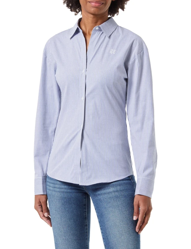 HUGO Women's The Girlfriend Shirt Blouse, Medium Blue420, 6