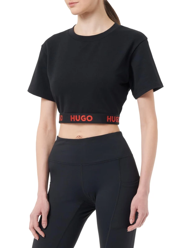 HUGO Women's Sporty Logo T-Shirt, Black 1, XS
