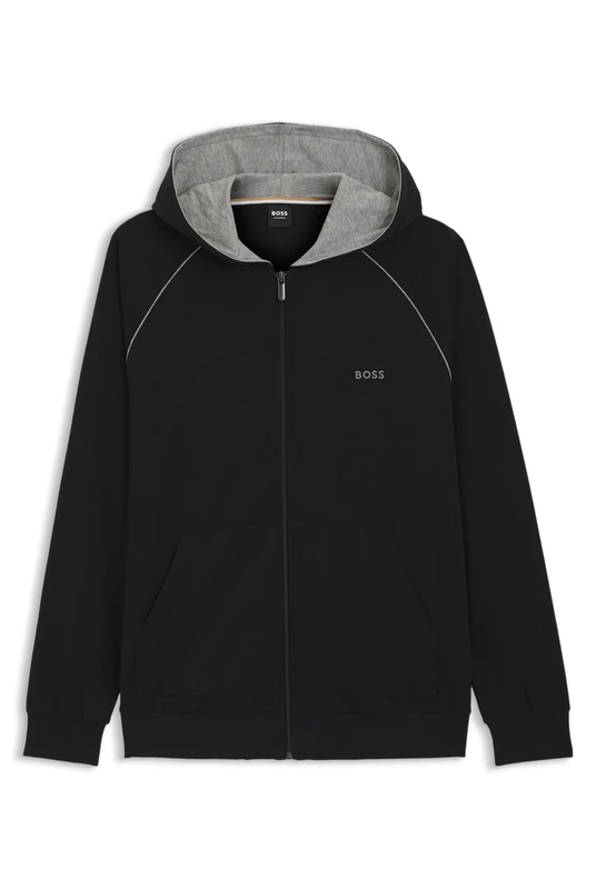 BOSS Mens Mix&Match Jacket H Embroidered-Logo Zip-up Hoodie in Stretch Cotton