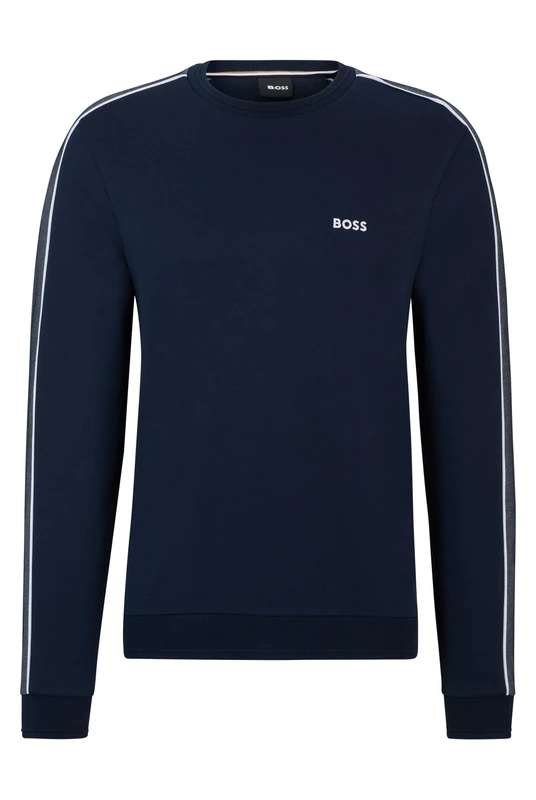 BOSS Mens Tracksuit Sweatshirt Embroidered-logo sweatshirt in a cotton blend Blue