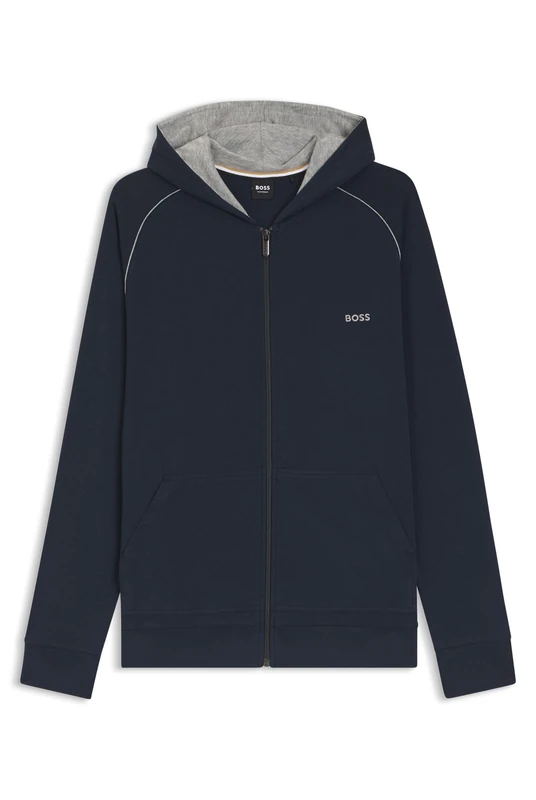 BOSS Mens Mix&Match Jacket H Embroidered-Logo Zip-up Hoodie in Stretch Cotton