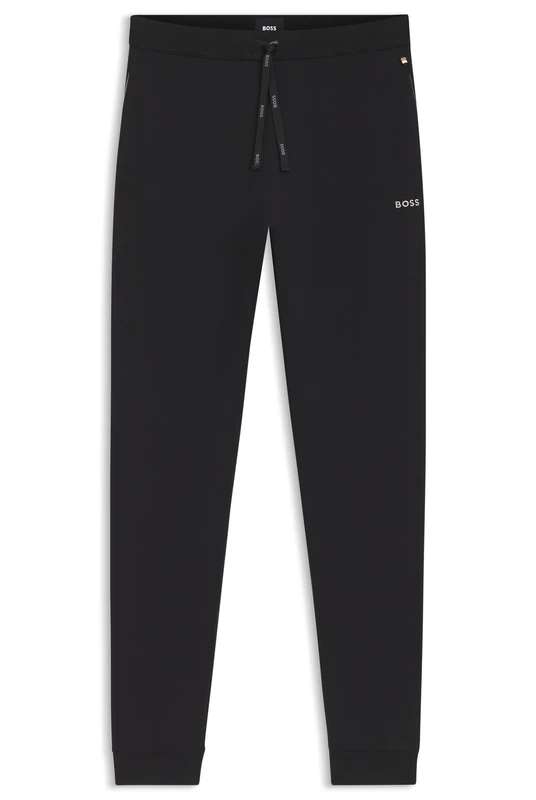 BOSS Mens Mix&Match Pants Embroidered-Logo Tracksuit Bottoms in Stretch Cotton Black