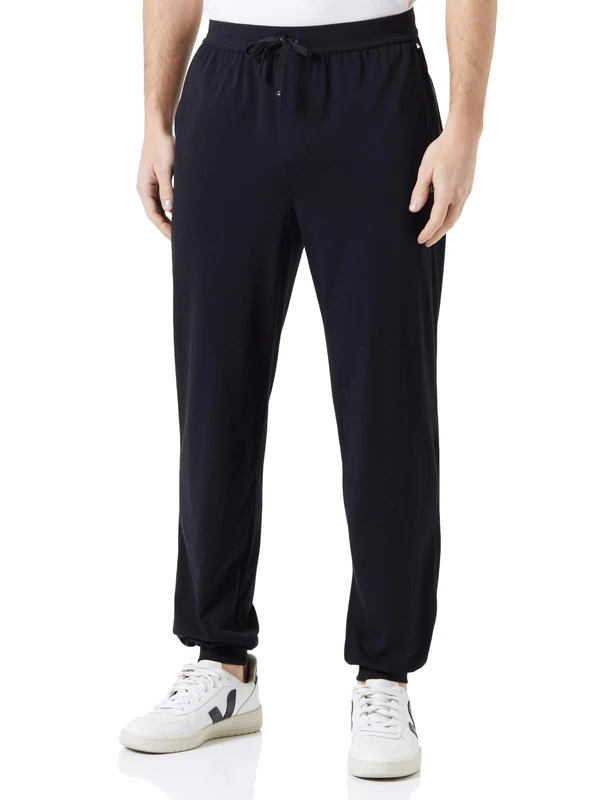 BOSS Mens Mix&Match Pants Embroidered-Logo Tracksuit Bottoms in Stretch Cotton Black