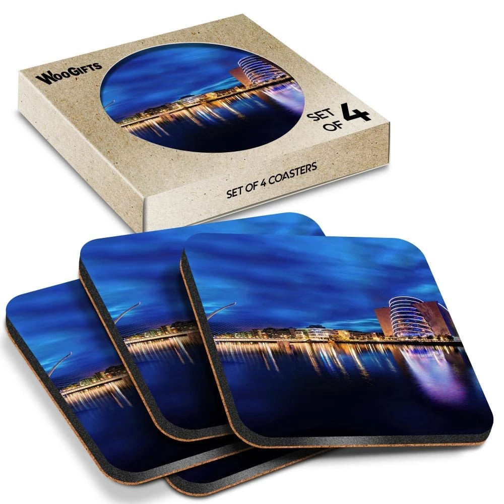 4 x Square Coasters - Samuel Beckett Bridge Dublin Ireland Cork Backed MDF Glossy Tea Coffee Accessory #51966