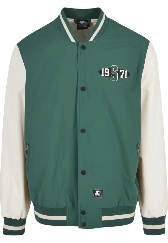 Starter Men's Jacket Starter Nylon College Jacket Dark Fresh Green/Palewhite L, Dark fresh green/palewhite, L