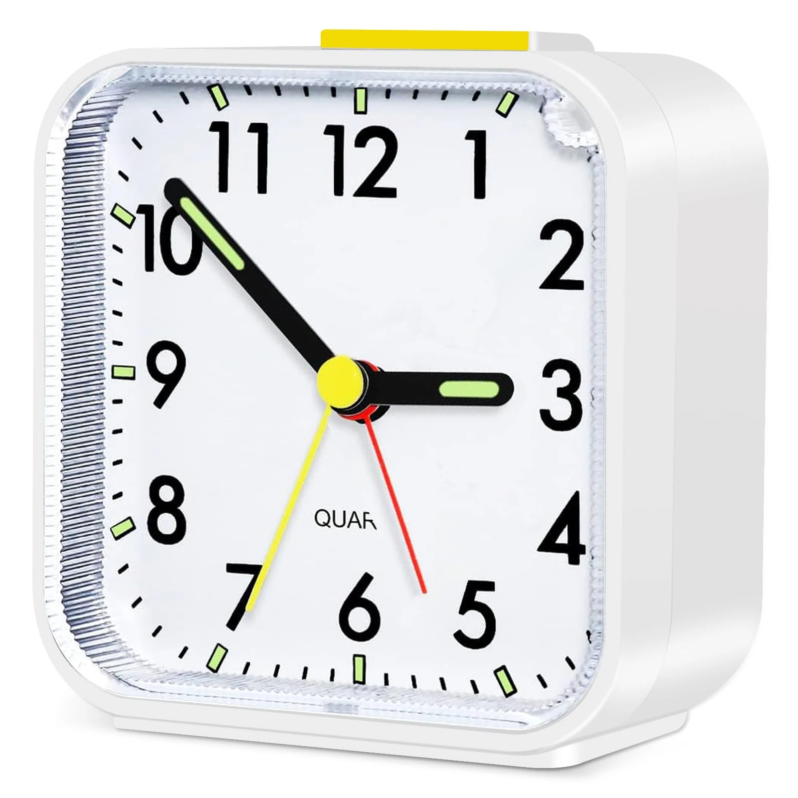 Aitvsfao Alarm Clock, Silent Bedside Non Ticking Alarm Clocks Table Bedside Clock Battery Powered Large Display Snooze Light Clocks for Heavy Sleepers Kids Bedrooms Office Travel (White)
