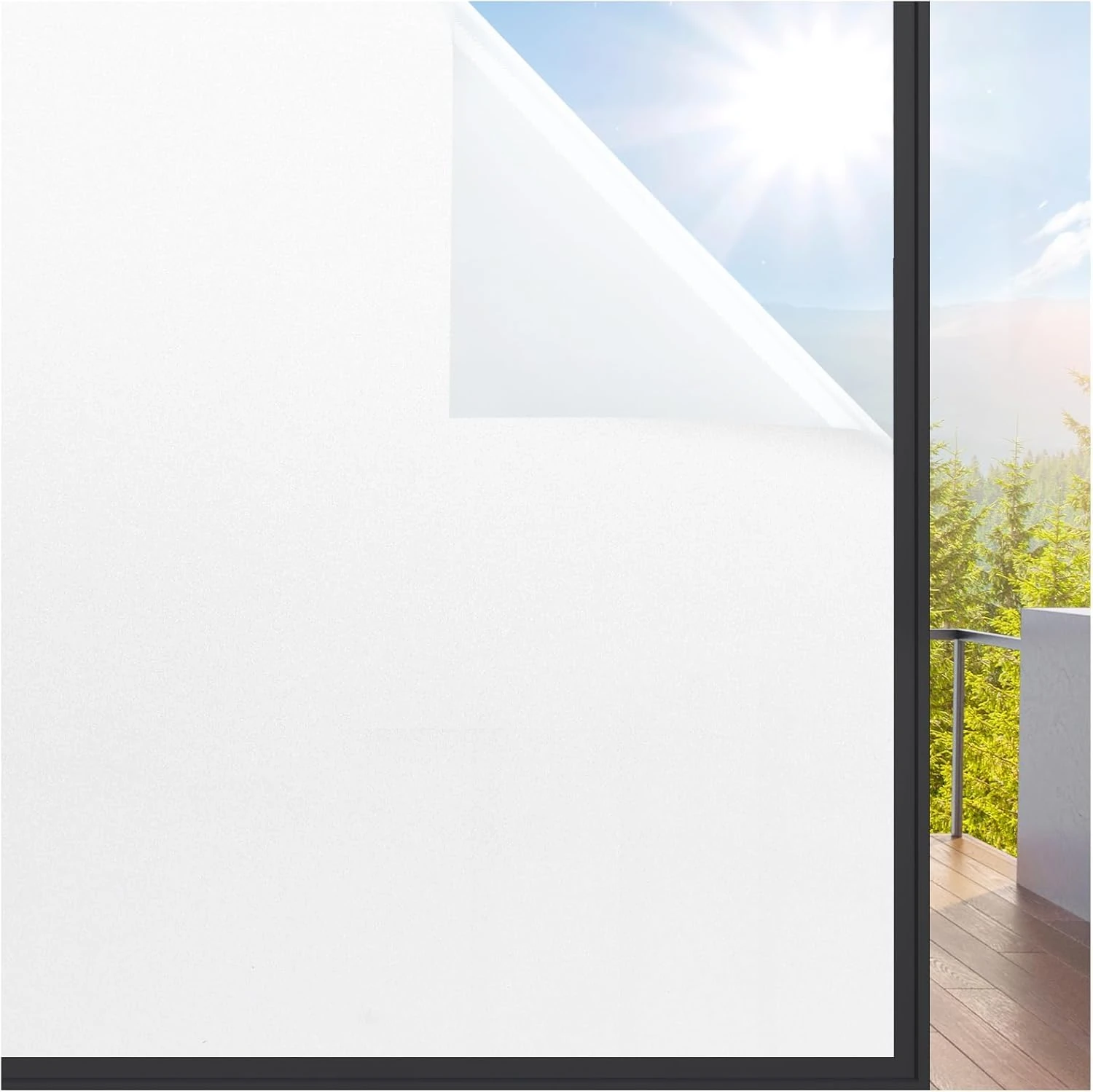 rabbitgoo Window Film Privacy Frosted Window Film White, Opaque Vinyl Stickers for Glass Doors Frosting with New Grid Design No Glue Anti UV Sun Block Home Bathroom Office 44.5 x 200 cm