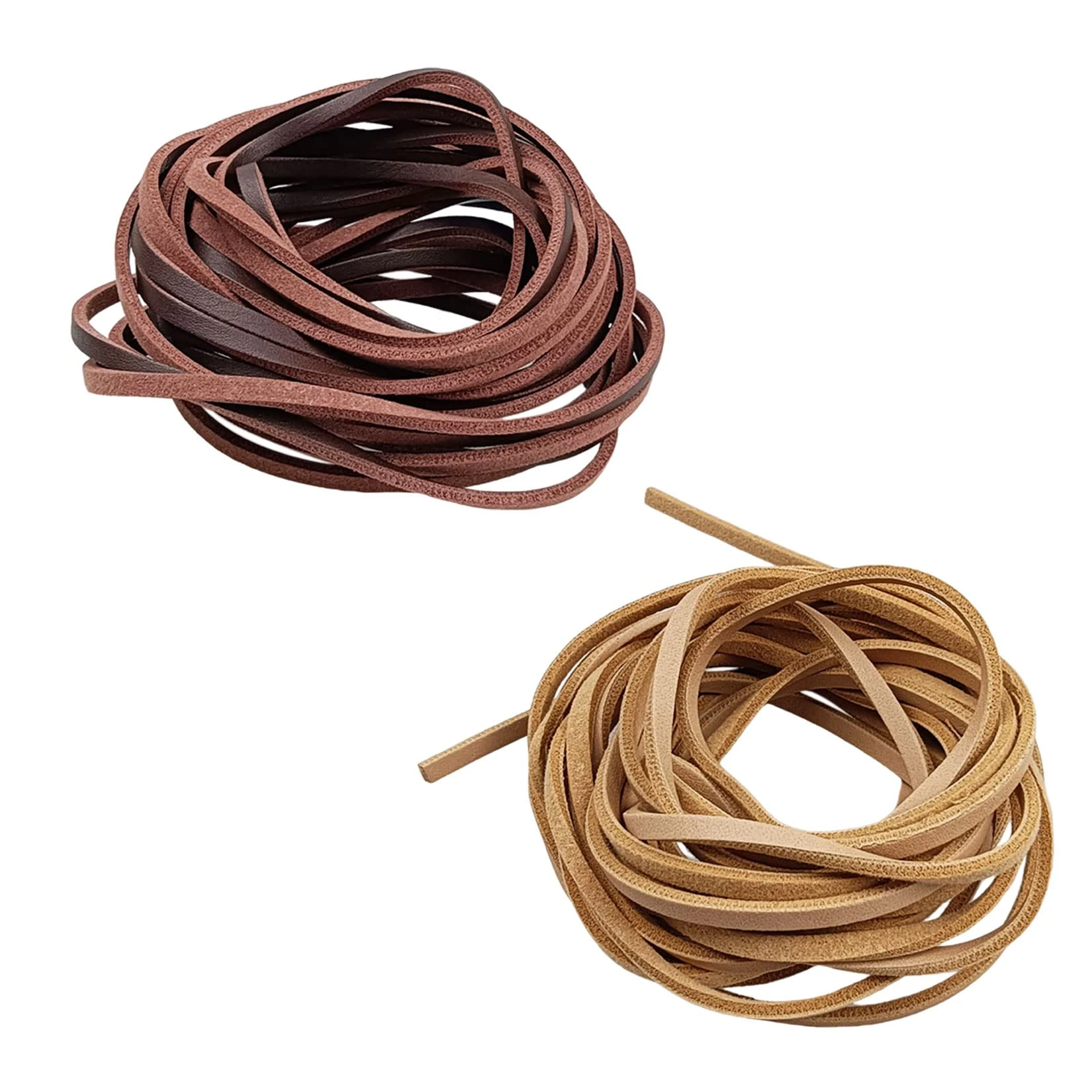 8M Flat Genuine Leather Cord, 2 Rolls Leather Cord, 3x2mm DIY Craft Leathers Strip Natural Leathers Cords for Necklace Bracelet