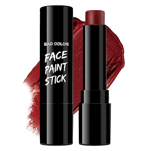 BADCOLOR Dull Red Face Body Paint Stick, Dark Red Eye Black Body Paint Stick for Sports, Professional Face Paint Foundation for Halloween SFX Makeup Cosplay Joker Zombie Vampire Parties