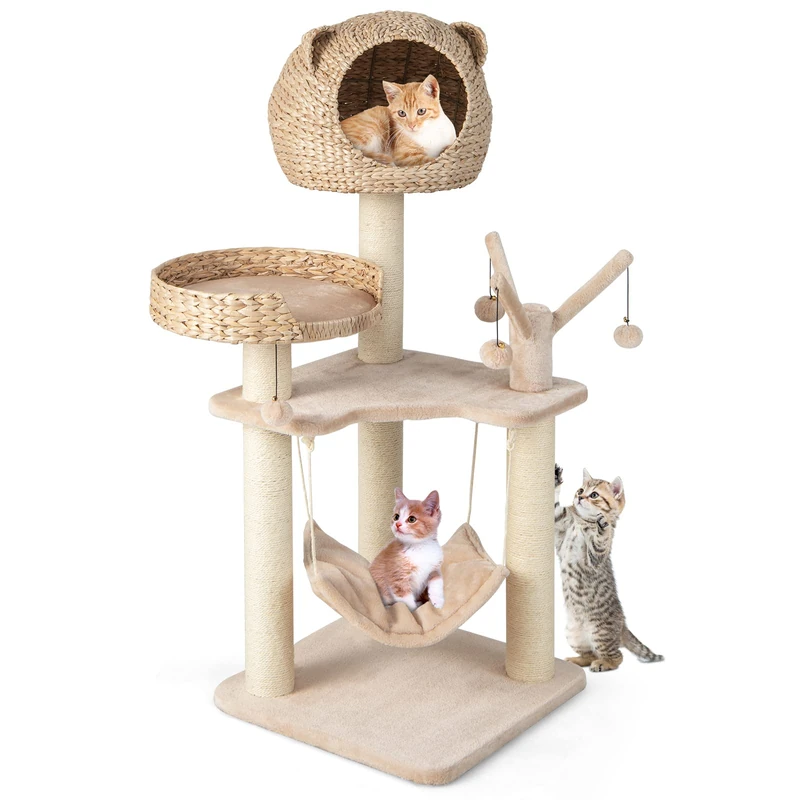 GYMAX Cat Tree, 121cm Tall Cat Tower