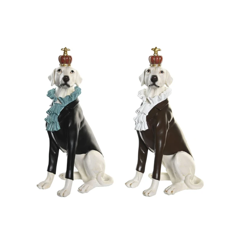 DKD Home Decor Decorative Figurine 19.5 x 16 x 38.5 cm Black White Dog (2 Units)