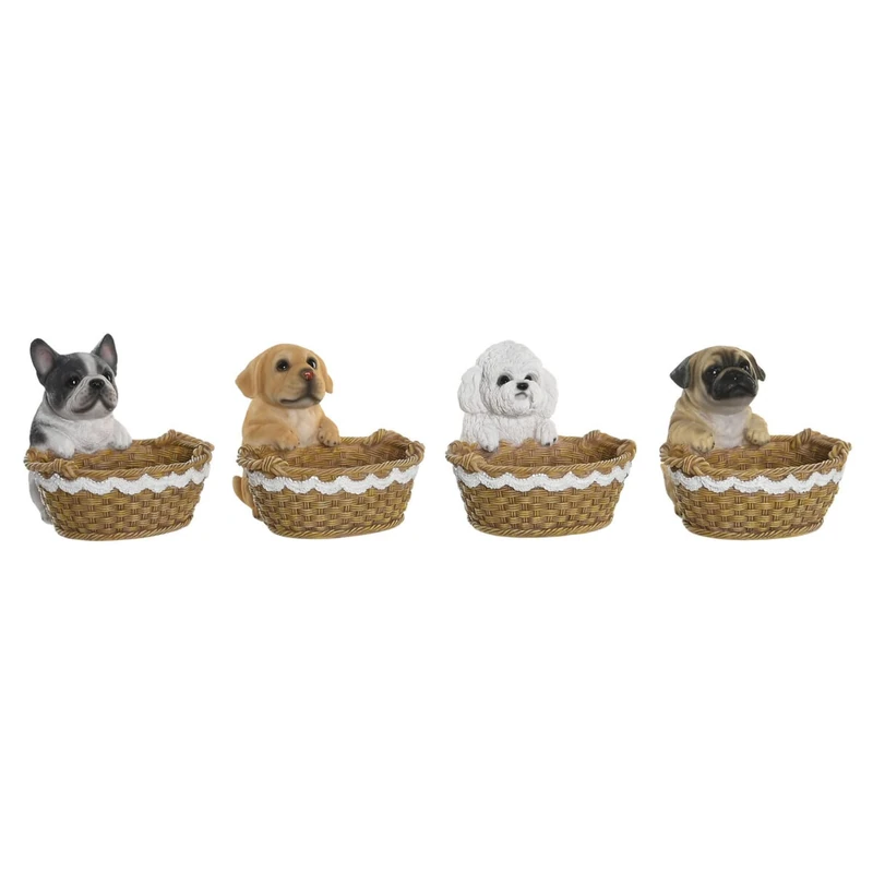 DKD Home Decor Dog Basket Decorative Figurine 17.5 x 17.5 x 15 cm (4 Units)