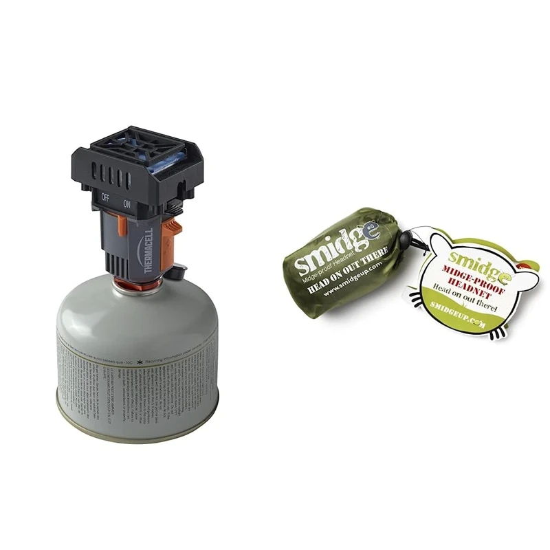 Thermacell-Store A032916 Cartridge-Free Backpacker, Grey & Smidge Midge and Mosquito-Proof Super Lightweight Head Net - Green, One Size