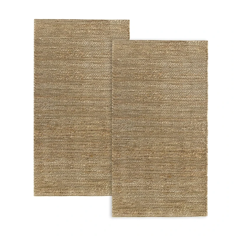 HAMID -Pack 2 Jute Giralda Rugs 150 x 80 cm, 100% Jute Fibre, Hand-Braided Carpets, Living Room, Dining Room, Bedroom, Hallways, Natural Colour (150 x 80 cm) 2 Units - Image 1
