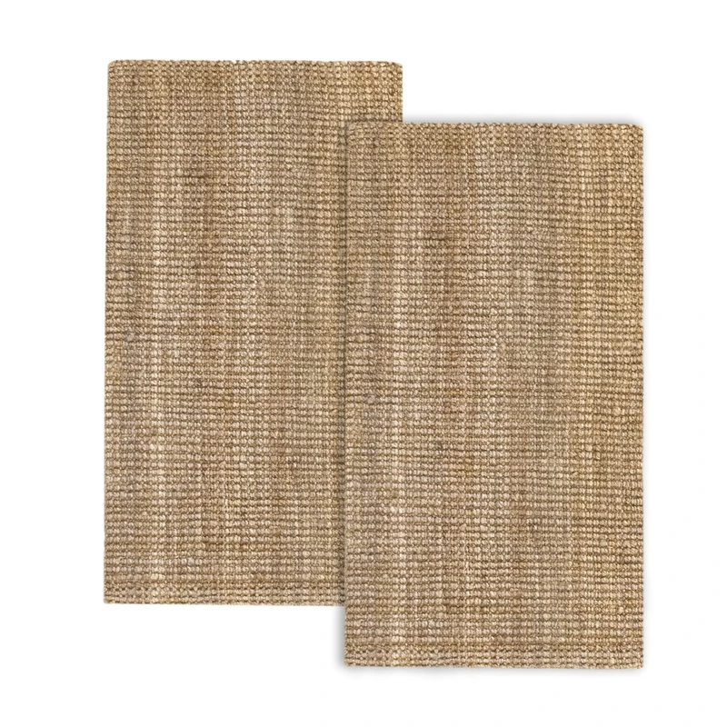 HAMID - Pack of 2 Natural Color Kerala Jute Carpets, 100% Jute Fibre, Handwoven, Living Room, Dining Room, Bedroom, Corridors, (80 x 150 cm) 2 pcs