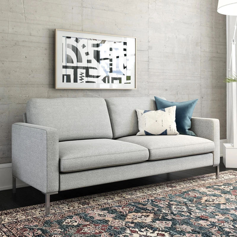 DHP Furniture Fabry Sofa Grey Linen