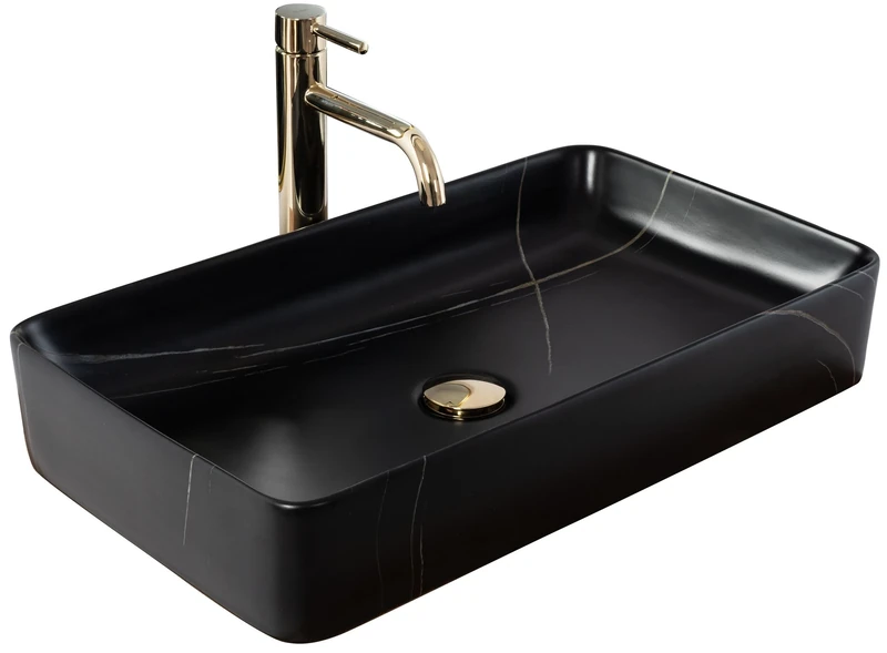 Rea Bathroom Sink Made of creamic Denis Black Stone Matt - Stone Imitation - REA-U6510