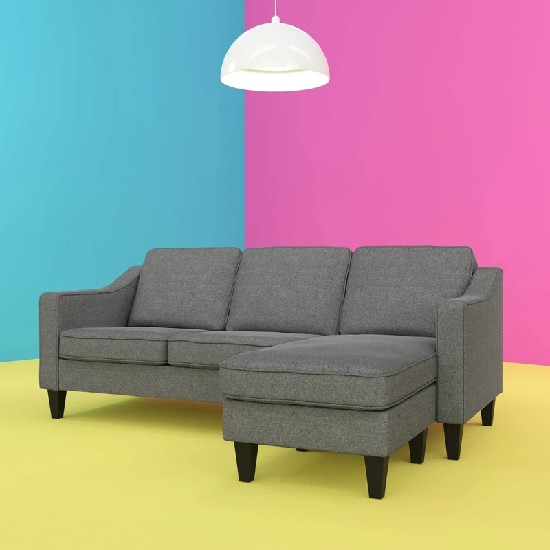 DHP Furniture Brighton Sofa, Grey Linen