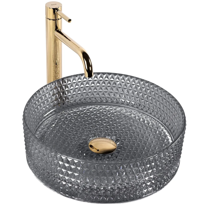 Rea REA-U9671 35 Black-black-REA-U9671 Bathroom Sink Made of Glass Cristal 35-black-REA-U9671, Black