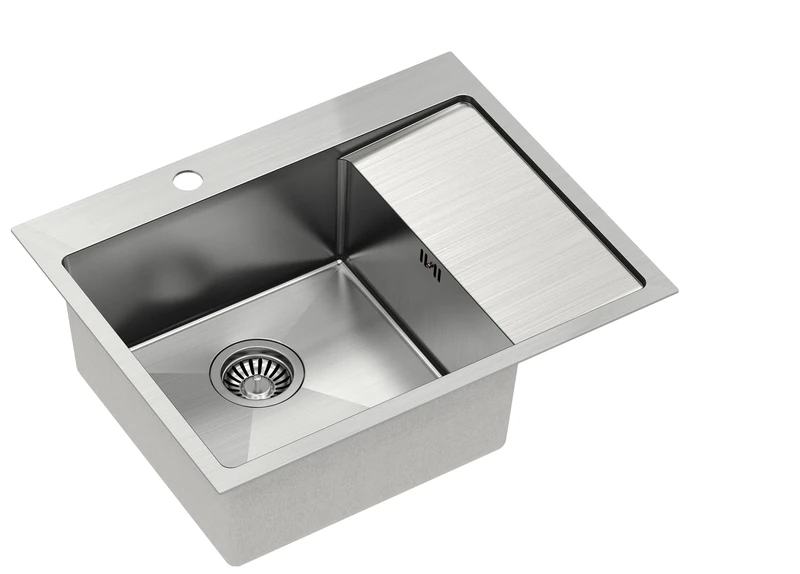 QUADRON Russell 116 Single Bowl Kitchen Sink with Steel Chamber with Siphon and Screw Cap Size 62 x 48 x 20 cm