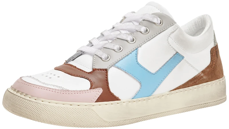 PANTOFOLA D’ORO 1886 Women's Santiago Gymnastics Shoe, White Brown Zzurro, 4 UK