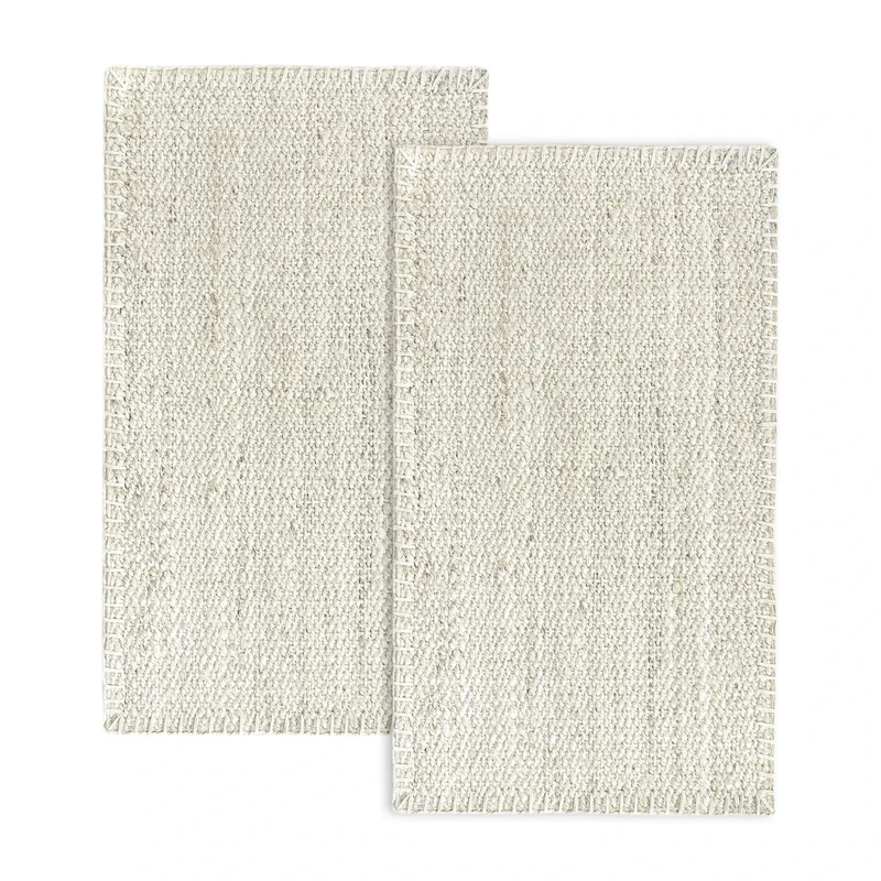 HAMID Granada Jute Rug, 100% White Ivory, Soft Rug and High Strength, Hand Woven - Living Room, Dining Room, Bedroom, Hallway Rug (150 x 80 cm), Pack of 2