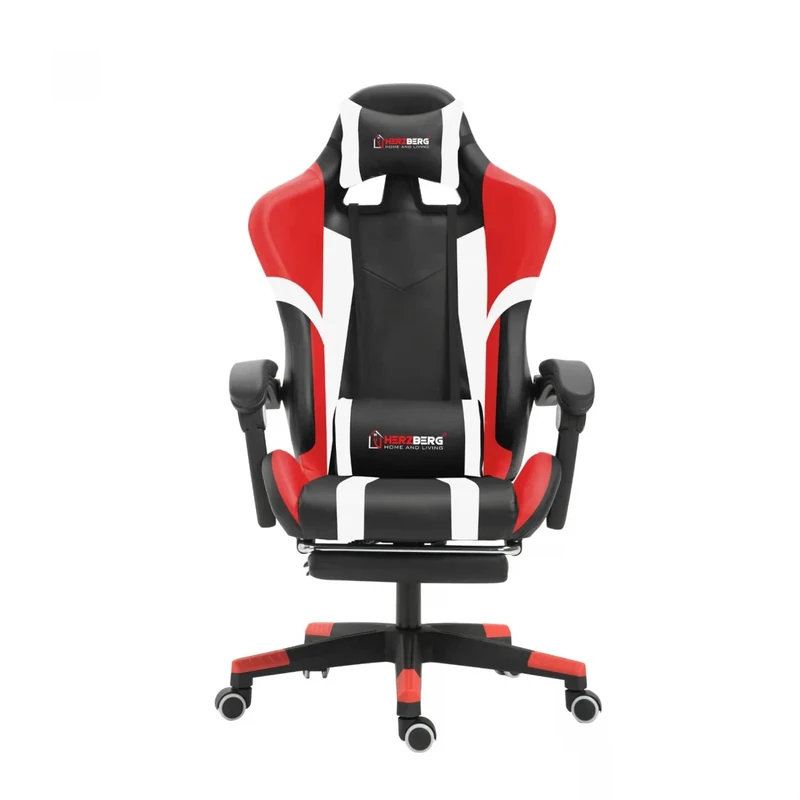 Herzberg Home & Living Herzberg Hg-8083: Tricolor Gaming And Office Chair With Linear Accent Red