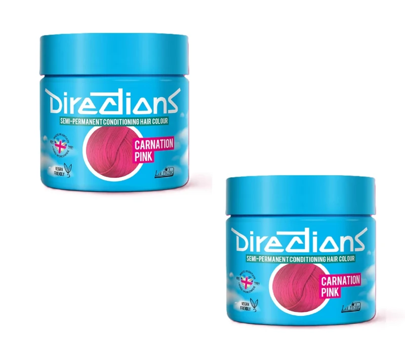 2x La Riche Directions Semi-Permanent Hair Color 100ml Tub - Carnation Pink