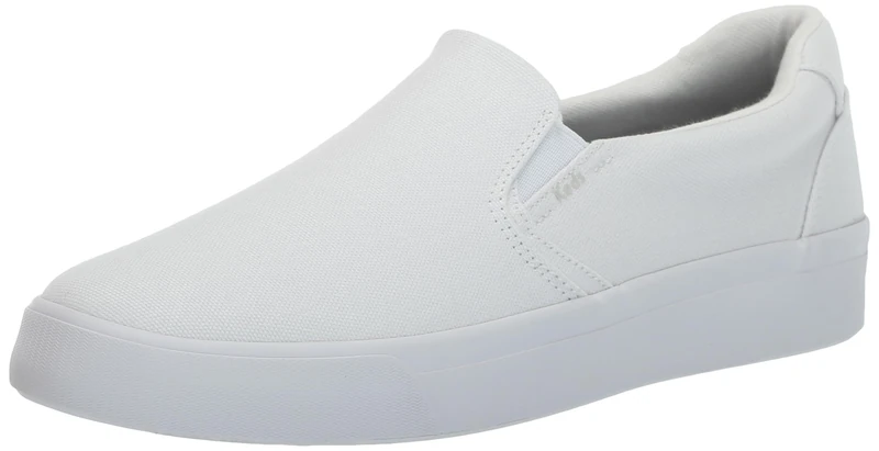 Keds Women's Pursuit Slip on Sneaker, White Canvas, 6.5 UK